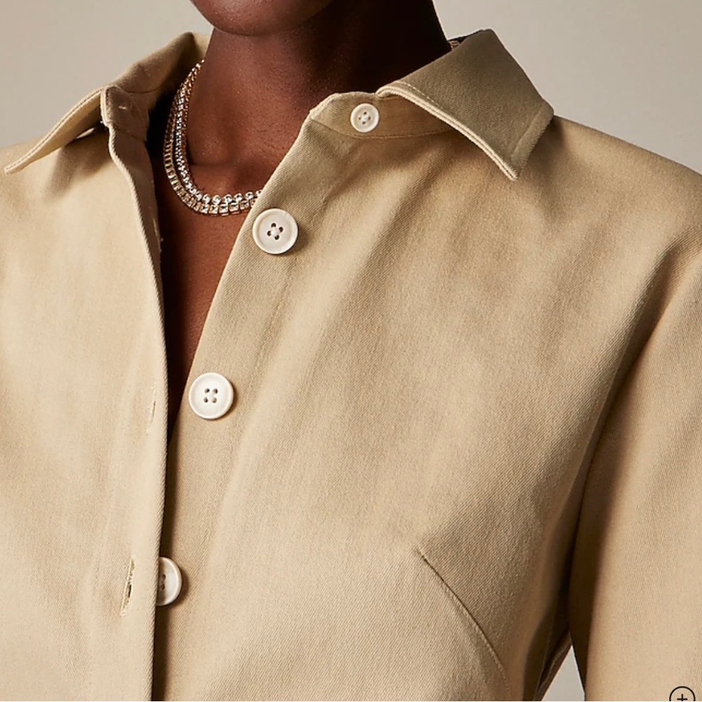 Jcrew Mini Shirtdress In Tailored Twill Coastal Khaki New With Tags Size 10 - Picture 2 of 12